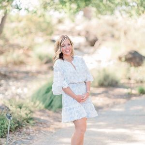 Joie XXS blue and soft white floral print dress